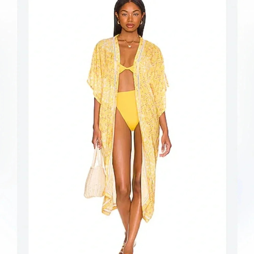 🌞✨PLUSH Ultra Soft Yellow Kimono Cover-Up NWT XS/S REVOLVE✨🌞